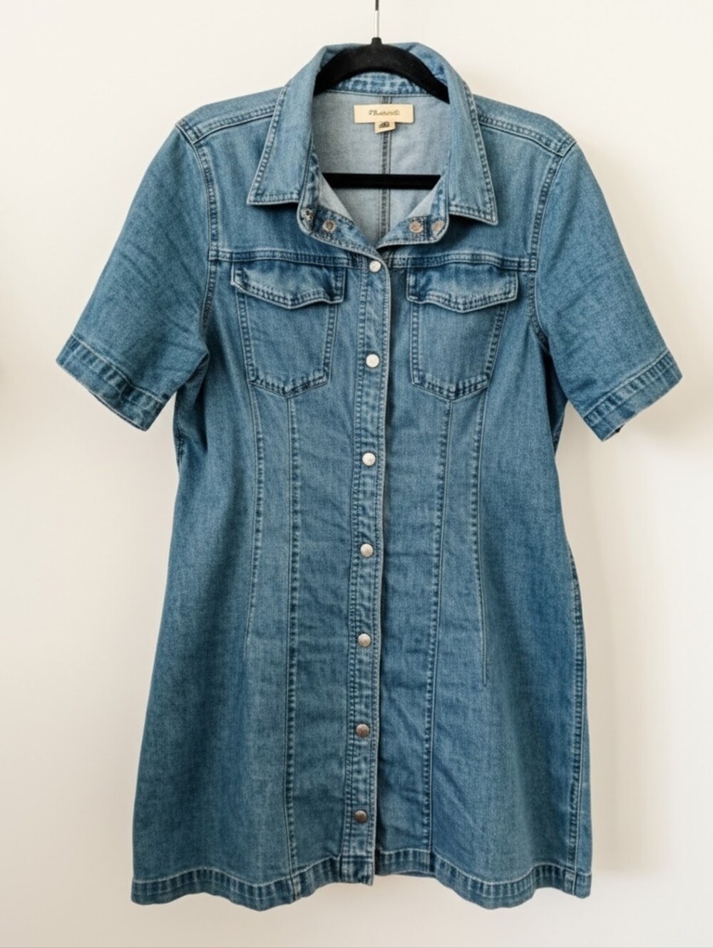 Madewell Denim Seamed Mini Shirtdress in Palermo Wash - Size 12